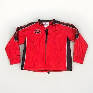 Vintage Sterling Marlin Windbreaker Jacket #40 Red Large Chase NASCAR Zip Mens
